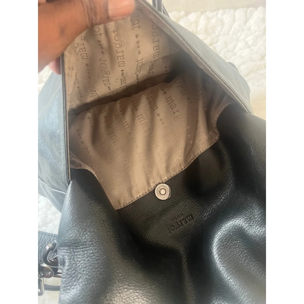 Margot Mickey Double Zip Fold Over Dark Green Leather Hobo or Crossbody bag